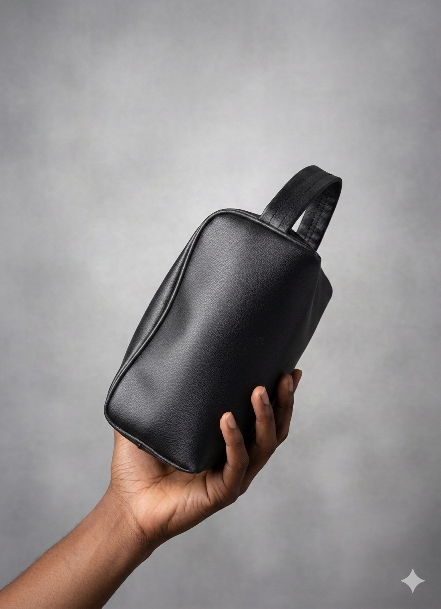 Pochette Signature "Gentlemen "Finition Cuir Grainé Noir