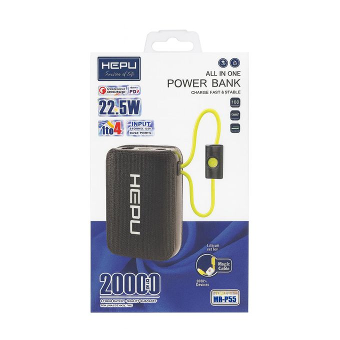 Batterie Externe HEPU 20 000 mAh - Charge Ultra Rapide 22.5W